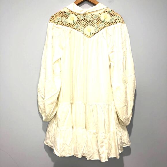 Free People Chain Of Daisies Tunic Mini Dress Size M $228 - Picture 6 of 7
